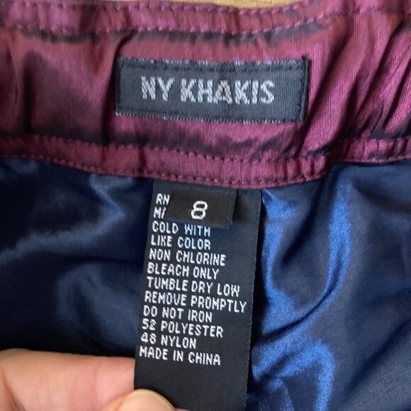 Womens NY Khakis Nylon Shorts Adjustable Waist Pockets Blue Red 8 Polyester Nylo - Picture 5 of 7